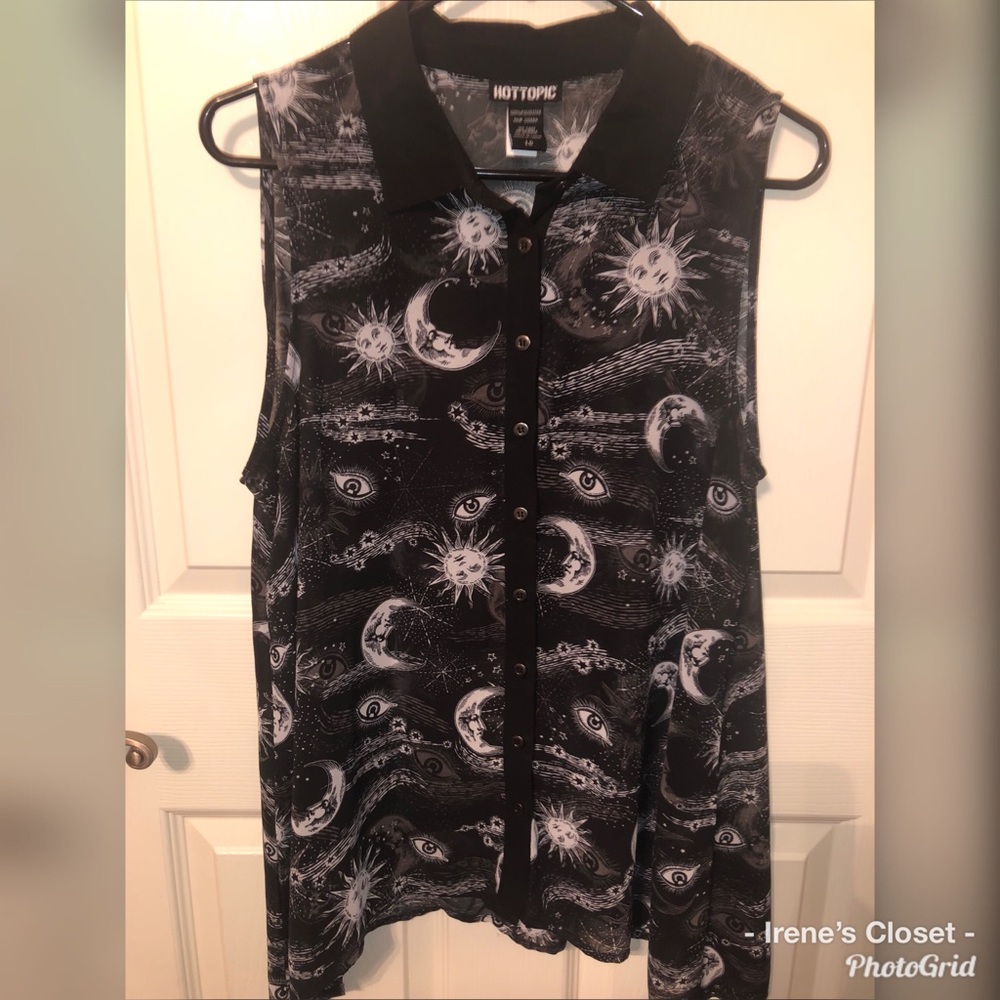 Hot Topic Sheer Button Up Mystic Blouse